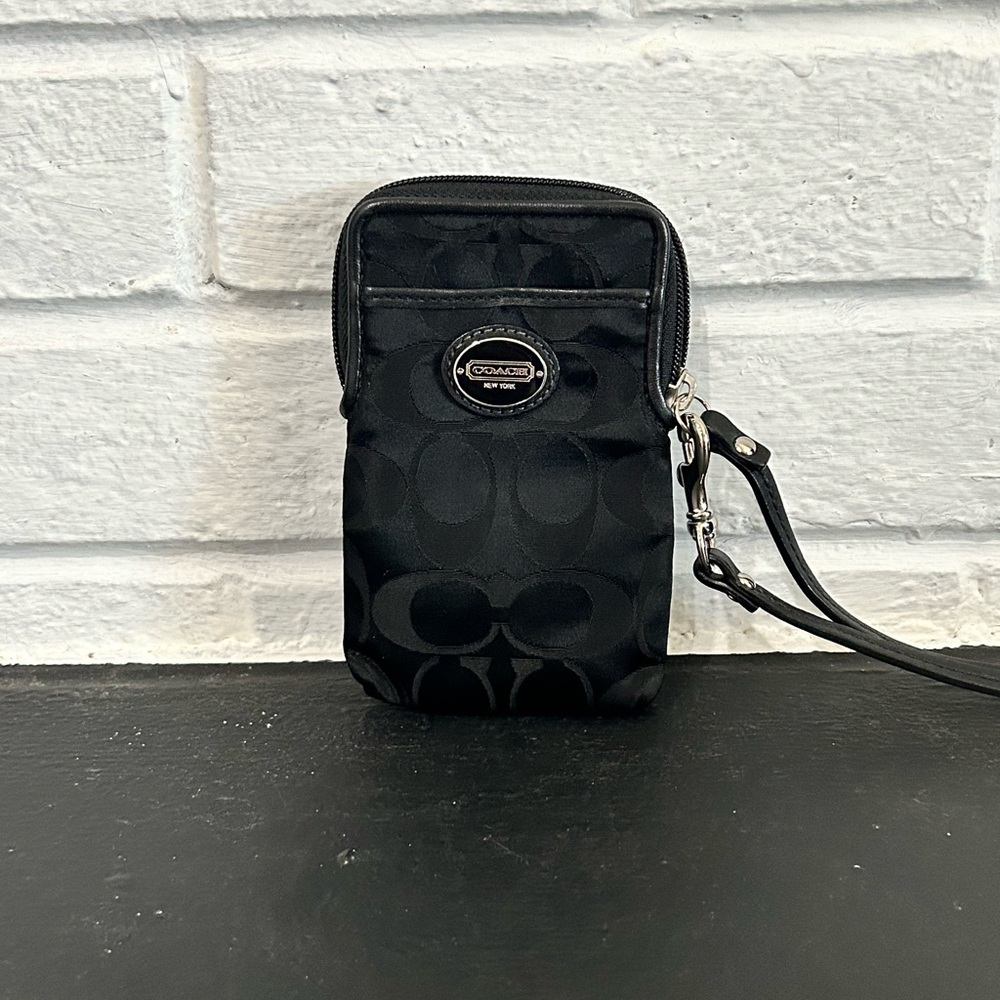 Coach Black Logi Wristlet